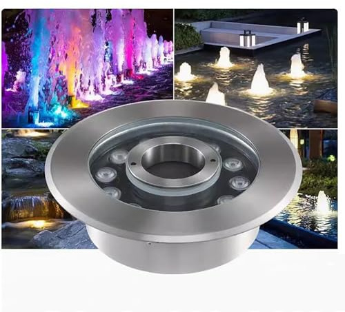 THEGA Luz Subacuática para Estanque - Anillo LED para Fuente Subacuática De 12/24V, Luces Inoxidable Fuentes, Al Agua IP68 Focos LED Sumergibles Exteriores(RGB (Red/Green/Blue),9W-12V)