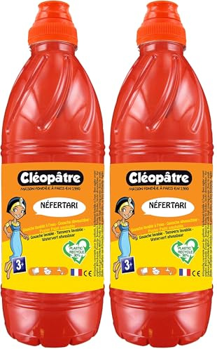 Cléopâtre - PGBB1-13 - Peinture Gouache Néfertari - Flacon 1 L Rouge Vermillon (Lot de 2)