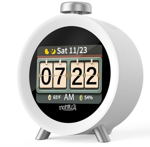 MOMILLA Alarm Clock for Kids Bedrooms, 7-Day Programmable 4 Alarms 8 Colorful Themes, Loud Clock for Heavy Sleepers Adults Teen Boys Girls, Easy to Set, White Noise Sound Machine, Hourly Chime