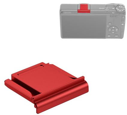JJC Copertura per slitta calda in metallo per Ricoh GR IV GR4 HDF monocromatico, rosso | Lega di alluminio, silicone antiscivolo, finitura antigraffio, protegge i contatti, leggero 1,7 g, adatto per GR IV Curve