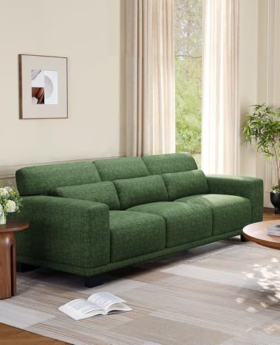 Amada 89 Sofa, 3 Seater Sofa Couch for Living Room, Modern Sofa with Deep Seats & Wide Armrests, Comfy Couch with Removable Washable Covers & Linen Fabric, Easy Assembly