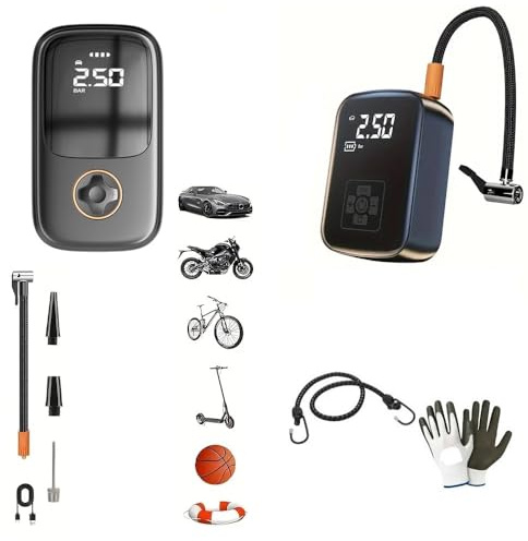 Compresseur d'air portable pour voiture, moto, scooter, vélo, ballon gonflable compatible avec DS DS DS 4 gonfleur automatique 60 W de puissance 2000 Mah 8 x 14 x 4,5 cm