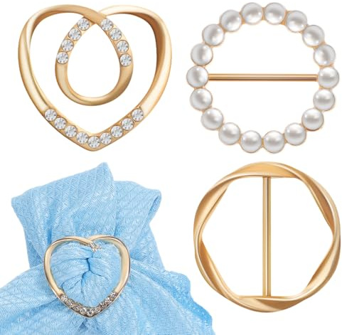 LALAFINA 3 Pièces Anneau D'Écharpe Pour Femme Pince À Foulard Et Pinces À Chemise Accessoires De Vêtement Avec Perles Et Strass Pour T-Shirt Châle Robe Et Ourlet