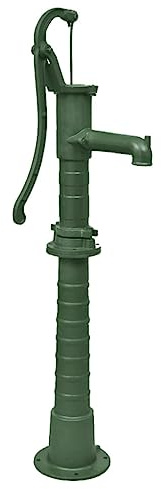 Ordellia Pompa a manovella con supporto in ghisa verde, pompa per fontana per giardino e cisterna, 131 cm, erogazione manuale dell'acqua per acque sotterranee, acque piovane e uso decorativo