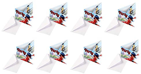 16-teiliges Einladungskarten-Set * MIRACULOUS * für eine Mottoparty oder Kindergeburtstag // von Amscan // Ladybug Marienkäfer Superheld Party Geburtstag Einladung Invites