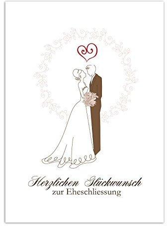 Einladungskarten Manufaktur Hamburg Glückwunschkarte zur Hochzeit/Motiv: Ehepaar Vintage Edel/mit Umschlag/Hochzeitskarte/Glückwunsch Karte