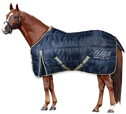 Horses, Chevaux Couverture d'Hiver Warm Walk pour Cheval 450g, Douce, Confortable, Idéale pour Box, Résistante, avec Bretelles Croisées (145cm)