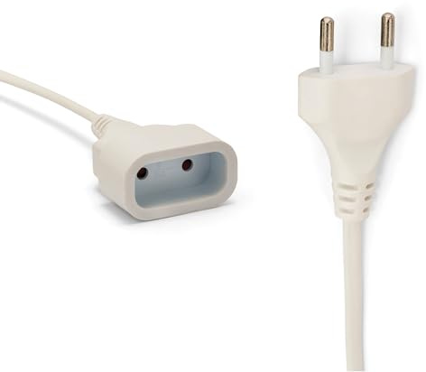 Velamp PRO10A-FR-2 - Prolunga elettrica 2 m, spina extra piatta 6 A, sezione 2 x 0,75 mm2, colore: Bianco