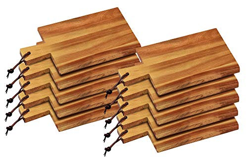 10er SET KESPER 28190 Schneid- u. Servierbrett aus Akazienholz mit Griff und Schlaufe/Vesperbrett/Brotzeitbrett