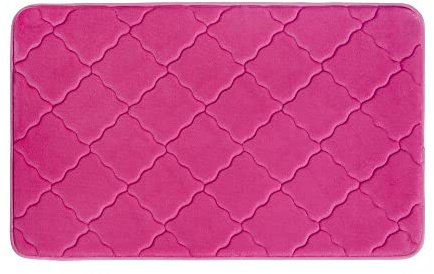 PANA® Memoryschaum Badematte mit Flanell Bezug (50 x 80 cm) • Weicher Badteppich • Waschbare Weichschaummatte für Bad und Dusche • Duschvorleger für Badezimmer • Farbe: Fuchsia