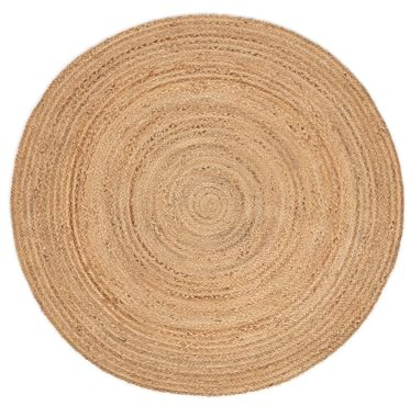 carpetfine Juteteppich Nele Beige handgewebt aus Jute Ø 120 cm | Naturfaserteppich Rund im Boho Style für Wohnzimmer, Küche und im Flur