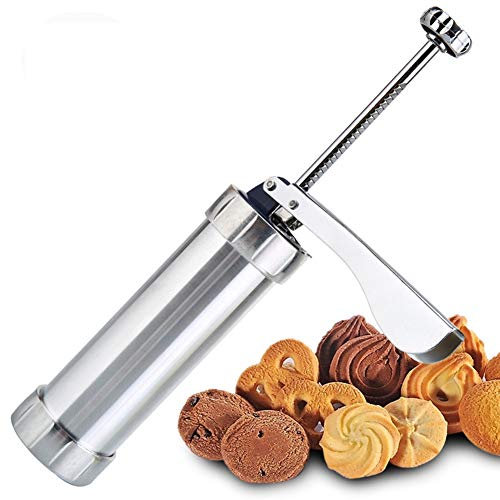 fcya Macchina del creatore del Biscotto di DIY,Pressa per Dolci in Acciaio Inox con 20 Ugelli e 4 Muffa,Pressa per Biscotti Sparabiscotti per Decorazioni Torta