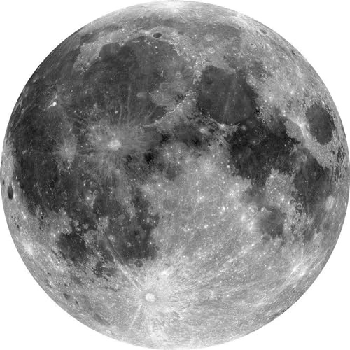Komar DOT runde und selbstklebende Vlies Fototapete Moon - Ø Durchmesser 125 cm - 1 Stück - Mond, Luna, Tapete, Dekoration, Wandtapete, Wandbild, Wandbelag, Designtapete - D1-019