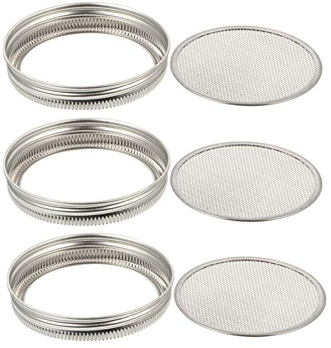 VILLCASE 3stücke Einweckgläser Mit Deckel Sprossenglas-deckelsieb Aus Edelstahl Deckel Für Einmachgläser Sprossendeckel Mit Feinem Netz Zum Anbauen Von Alfalfa Brokkoli Und Mehr Leicht Zu r