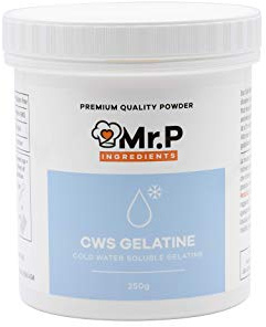 Mr.P Ingredients CWS Gelatine Cold Water Soluble 250g 200 Bloom Powder Stabiliser Gelling Aerating Agent Gluten Free Instant Halal Kosher Non-GMO (Recyclable Pot)