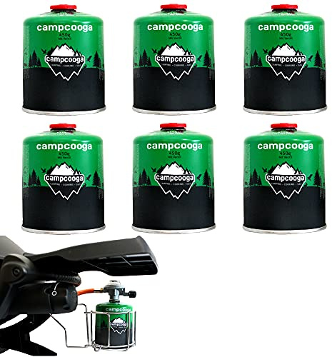 campcooga 450g Gaskartusche mit Gewinde Schraubkartusche mit Ventil EN417 für Gasgrill Tischgrill Gaskocher Campingkocher (6X 450g Gaskartusche)