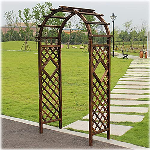 HLILY Arche à rosiers en Bois Bronzée - Support de Plante de pergola en tonnelle Robuste pour Plantes grimpantes de Rose en Treillis Arcade, Arceau Arche de Jardin, 120 x 50 x 215 cm