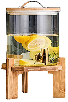 Dispensador de Bebidas con Grifo 5l, Dispensador de Limonada con Soporte, Dispensador de Zumo para Vino Cerveza, Jarra de Zumo Barril de Bebida Resistencia a Altas Temperaturas