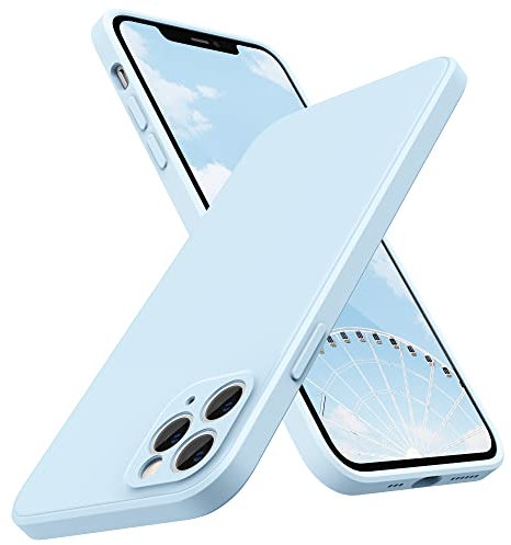 SURPHY Flat Silicone Case for iPhone 11 Pro, Individual Lens Protection, Liquid Silicone Material, Slim Case, Cloud Blue