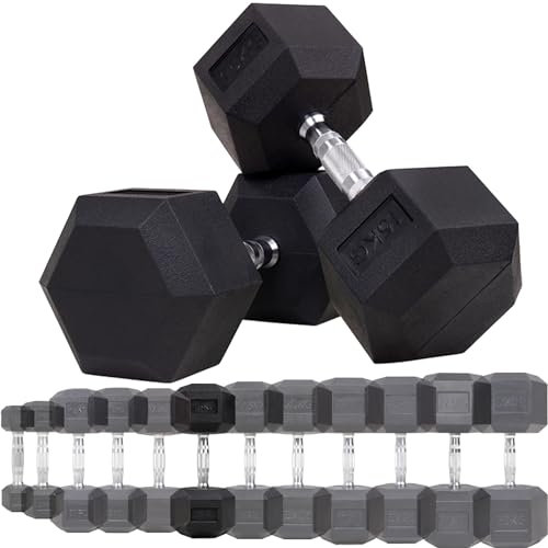 Miweba Sports Hexagon Hanteln HGH100 | 2,5-30kg - 𝐏𝐫𝐨𝐟𝐢 Hantel - Hantelset - Kurzhanteln - Gusseisen - Ergonomischer Griff - Einzelhantel - Hantel Set - Dumbbell (15.0 kg, Hantelpaar)