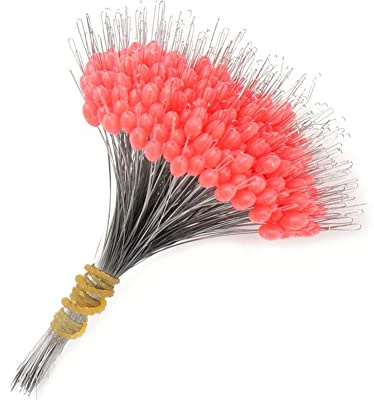 300pcs Float Rubber Stopper Fishing Rubber Bobber Beads Stopper Bean Fish Line Accessories for 2.5-5.0 Line Red