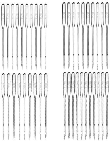 LONSVTTU 40 PCS Agujas para máquina de coser, unidades, universales, resistentes, para máquina de coser Brother Janome Singer, 75/11, 80/12, 90/14, 100/16, accesorios para máquinas de coser
