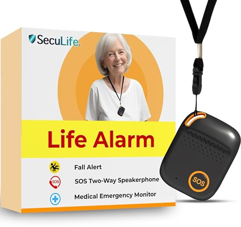 SecuLife GPS Tracker for Elderly with Fall Detection – Medical Alert System for Seniors with 24/7 Monitoring, Caregiver App, Lightweight, SOS Panic Button & Assistive Speakerphone for Personal Safety