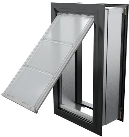 Endura Flap Pet Door for Walls in Black | Energy-Efficient Single Flap Design for Wall Installations | All-Weather Protection with All-Metal Telescoping Tunnel | Black, Large, Single Flap