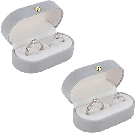 NONDK 2 x Ringschachtel für Paar aus Samt, für Hochzeitsringe, Box A
