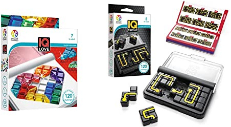 SmartGames - IQ Love & IQ Circuit, Puzzle-Spiele mit je 120 Herausforderungen, 2 Spielmodi, 7+ & 8+ Jahre