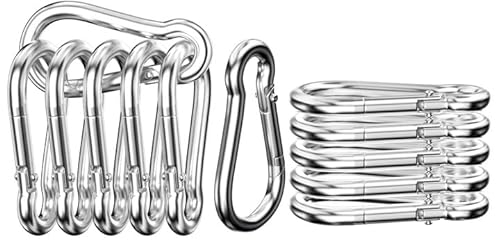 Mesybveo Karabinerhaken, Federkarabiner aus Edelstahl 304, Sichere Tragfähigkeit 140 kg, Feder geschlossen 60 * 30 * 5.9MM, Karabiner (12)