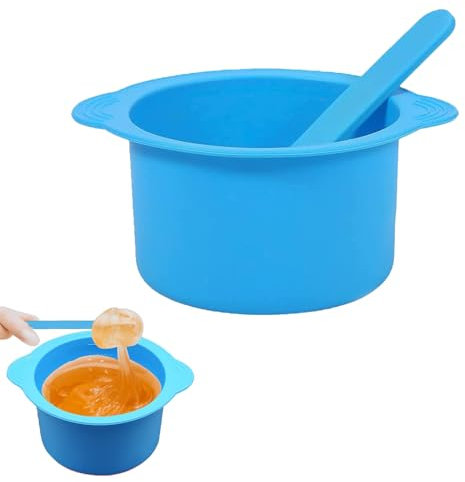 1pcs Silicone Warm Wax Pot Liner,Reusable Silicone Wax Warmer Liner With A Stirring Rod,Collapsible Silicone Wax Warmers Liner Wax Pot Liner,for Home or Beauty Shop to Melting Wax Hair Removal(Blue)
