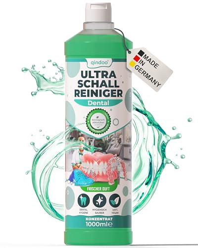 Qindoo 1L Prothetik & Dental Ultraschallreiniger Konzentrat, Effektive Reinigung für Dentalprodukte, Ultraschall Dentalreiniger, Zahnprothesen (1 Liter)