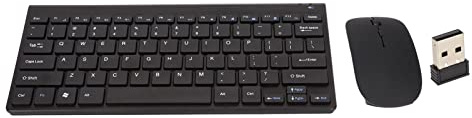 Combos de Teclado Inalámbrico y Mouse, Sueño Inteligente, Pequeño, Portátil, Tecnología Inalámbrica 2.4G, Juego de Mouse y Teclado Inalámbrico para Oficina para el Hogar (Black)