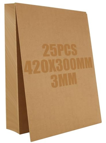 WOPPLXY 25 PCS A3 MDF Wood Boards for Crafts - 3mm MDF Blank Hardboard Sheets - MDF Sheets for Engraving, Painting, Decor - 420 x 300mm