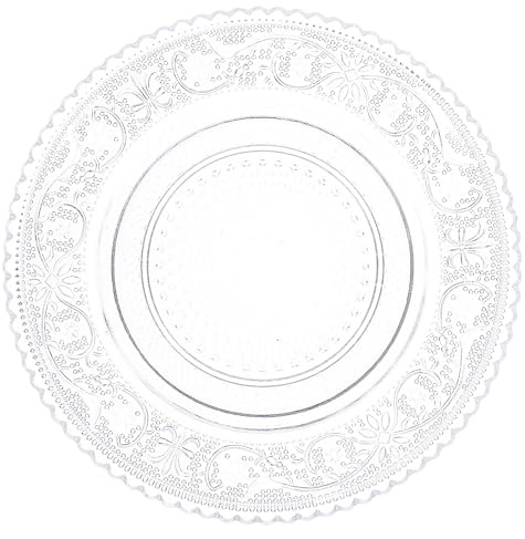 MAGICLULU 2pcs Glass Dish Transparent Glass Plate Embossed Plate Food Tray Fruits Tray Saucer Appetizer s Serving Bowl Fruit Decor Salad Crystal Lunch