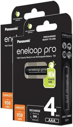 Eneloop Pro Micro Rechargeable Batteries 930mAh AAA Ni-MH Pack of 2 x 4