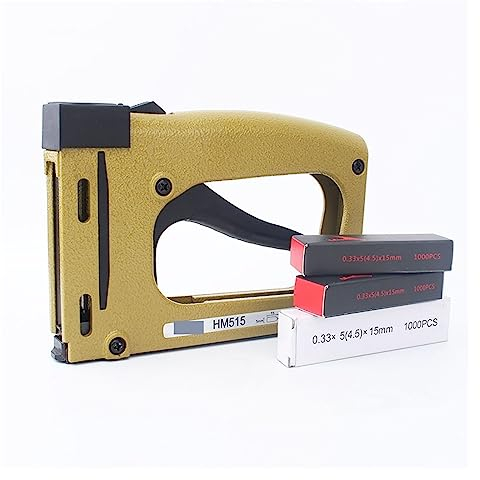Tacker, HM515 Rahmenpistolennagler mit 1000 Nägeln, manueller Flex-Punkt-Tacker, Rahmenstift-Hefter für Holzbearbeitungs-, Profi- und Heimwerkerprojek (Color : Tool With 3000 Nails, Size : W)