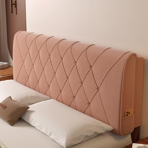 ZZYK Rosa,Straps/59x23x4In, Getuftetes Kopfteil Großer Nacken Nachttisch-Stützkissen,Einfarbiges Wandkissen Kopfteil Gepolstertes Heimschlafzimmer Rückenlehne Mit Abnehmbarem Bezug