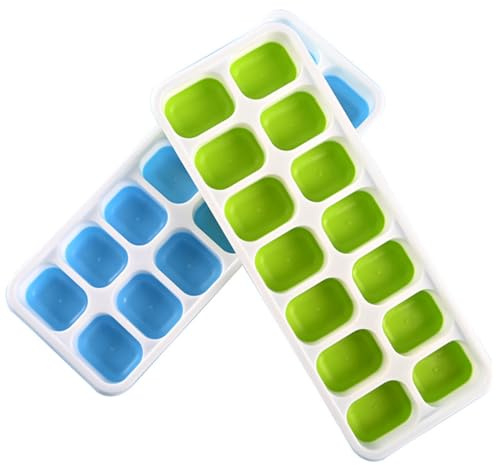 Stampo Cubetti di Ghiaccio Con Coperchio, 2 pezzi Formine Cubi Ghiaccio Riutilizzabili, Silicone Porta Ghiaccio, BPA Free, per DIY Alimenti, Succo, Bevande Ghiacciate, multicolore