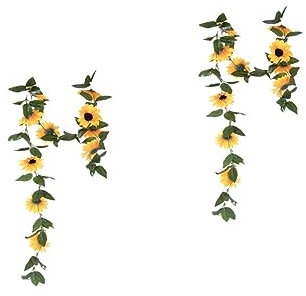 STOBAZA 2stücke Künstliche Sonnenblumen-Girlande Hängende Dekoration Für Partys Hochzeiten Zuhause Seidenblumen-Rebe Elegantes Pflegeleichtes Design Für Kreative Arrangements