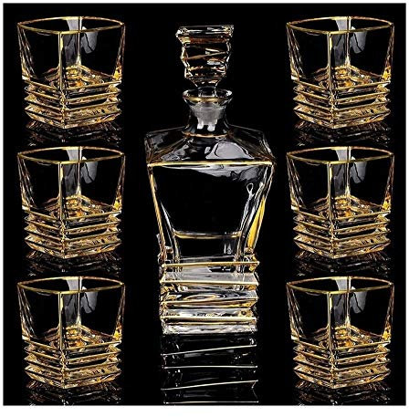 LXYDPZ Ensemble de Carafe à Whisky pour Hommes, Ensemble de Carafe à Whisky et de Verres en Cristal sans Plomb avec 6 Tasses en Verre Cristal pour spiritueux ou Coffret Cadeau élégant et Unique