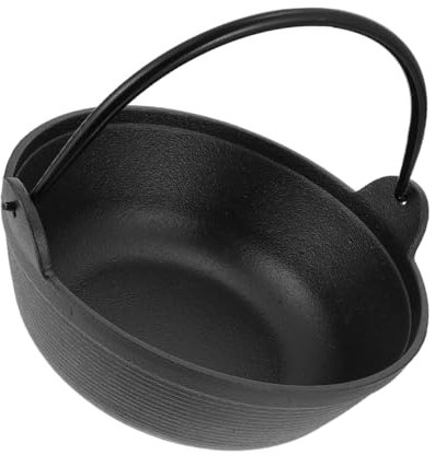 Cabilock Cast Iron Dutch Oven Cauldron Pot 19cm Single Handle Non-stick Cooking Pot Outdoor Camping Stew and Soup Cookware for Picnic and Home Use