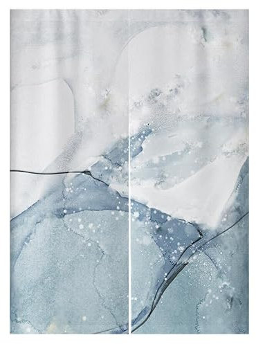 Küchenvorhänge Hellblaues Graffiti Scheibengardinen Polyester Vorhänge Kurz Waschbar Raumteiler Vorhang Türvorhang Langlebig Küchenvorhang Kurze Gardinen Verdickung Tür Vorhang 80x140cm
