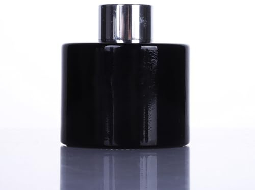 Happyupcity Botella difusora vacía de vidrio negro de 120 ml, para aceites esenciales, aromaterapia, accesorios de fragancia con tapa plateada para bricolaje