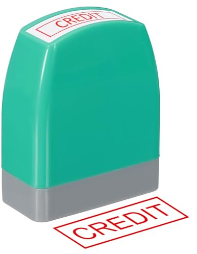 PATIKIL Kreditmeddelande stämpel självbläckande, rött bläck kontorsstämplar förbläckat meddelande stämpel påfyllningsbar affärsstämpel, grön
