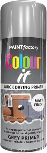 MIXEL All-Purpose Grey Primer Spray Paint, Quick Drying, Indoor and Outdoor Use, Matte Finish, Easy to Apply, Long-Lasting, For Metal, Wood, & Plastic, 250ML (1 PCS)