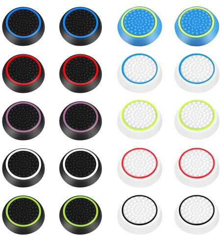 AYESY Capuchons de Joystick pour PS5/PS4, 20PCS Sombre Capuchons de Manette de Jeu, Accessoire PS5/PS4 Capuchons en Silicone pour Thumbstick, Accessoires Grip de Manette