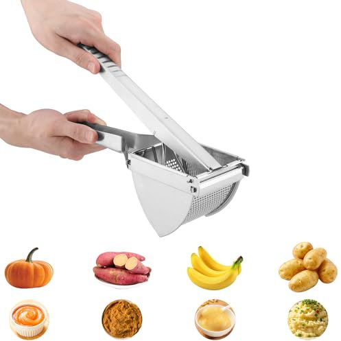Zosenyer Kartoffelpresse Edelstahl, Robuster Kartoffelstampfer für Kartoffelpüree, Hochwertige Presse zur Zubereitung von Kartoffelpüree, Praktisch Potato Ricer, Leicht zu Reinigen