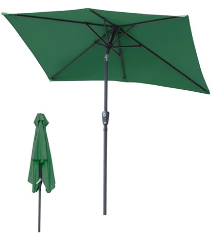 Eulenke Ombrellone da giardino in poliestere impermeabile e resistente alle macchie, grande ombrellone da giardino, balcone e terrazza, senza supporto, verde, 2x3m , 30° verstellbar